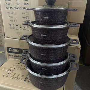 Juegos de utensilios de cocina de aluminio fundido Desini antiadherente grande, 10 Uds., ollas con revestimiento de granito, venta al por mayor - Product Image 2