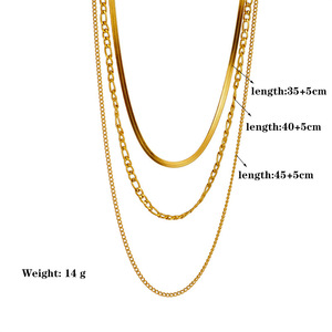 Triple-Layer Curb <b>Snake</b> <b>Chain</b> Combo | 18K PVD Gold | Non-Tarnish Lightweight Women's Jewelry - Product Image 5