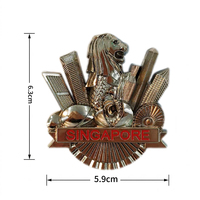Aimant de réfrigérateur en métal de Singapour, souvenir touristique du Merlion, décoration de la maison, cadeau