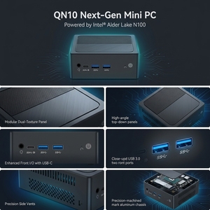 Mini PC NUC polyvalent Alder Lake CPU UHD Graphics 2*RJ45 1*HD 2.0 1*DP 2*USB 3.0 2*USB2.0 12V QN10 - N95 1. Processeur flexible C - Product Image 2