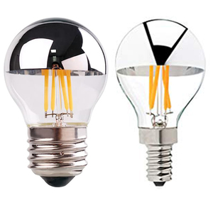 Nửa <span class=keywords><strong>Chrome</strong></span> G45 4 Wát <span class=keywords><strong>LED</strong></span> Edison bóng đèn E12 E14 E26 E27 Dimmable <span class=keywords><strong>LED</strong></span> bóng đèn dây tóc bạc Bát nghiêng trang trí đèn 110V/220V - Product Image 1