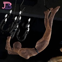 Projet à grande échelle personnalisé longue suspension LED diverses sculptures uniques en acier inoxydable décoration de villa de hall d'hôtel