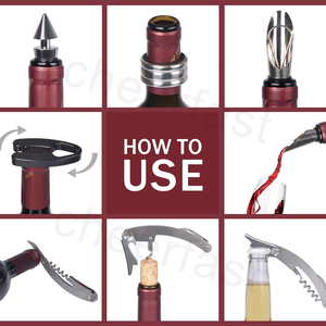 Produits spéciaux ouvre-bouteille de champagne <span class=keywords><strong>en</strong></span> forme de boîte-cadeau <span class=keywords><strong>en</strong></span> métal complètement 5 pièces outils pour le vin kit ouvre-bouteille - Product Image 5