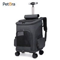 Sac de transport pour chien et chat Petora Safe Breathable Silent Wheels Telescopic Rod Stable Base, idéal pour les voyages à l'aéroport et l'usage quotidien