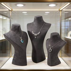 Expositor de Joyería de Lujo Único de Fábrica: Maniquí de Terciopelo para Collares y Busto de Exhibición de Joyas - Product Image 1