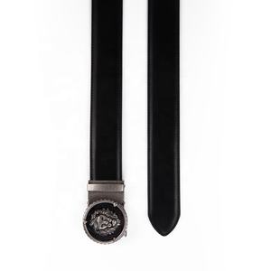 Alfa Men's Genuine Leather Jean Ratchet Hip Hop Belt con hebilla automática y logotipo personalizado - Product Image 5