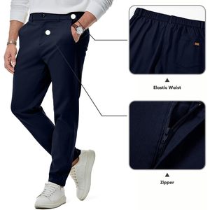 FOXA Pantalon de jogging décontracté pour homme, coupe droite, en polyester et coton, respirant, avec poches latérales, pour un usage quotidien - Product Image 4
