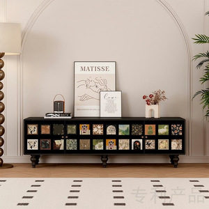 Vintage Style Solid Wood Tv <b>Cabinet</b> French Floor Standing <b>Storage</b> Living Room Sofa Entryway Decorative <b>Cabinet</b> - Product Image 3
