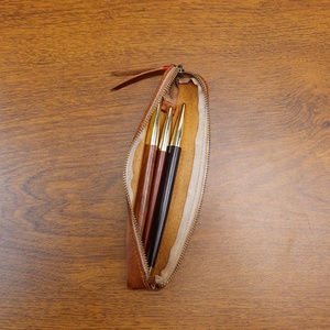 Estuche para Bolígrafos de Cuero Genuino Hecho a Mano, Estilo Vintage, Acabado Desgastado, con Cierre, Organizador de Papelería para Estudiantes, Unisex, Artístico - Product Image 5