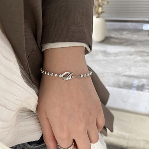 S925 Sterling <b>Silver</b> <b>Bead</b> OT Buckle Bracelet For Women Korean Style Light Luxury Jewelry Everyday Wear - Product Image 4