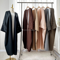 Abaya Ouverte Habib 2026 EID Ramadan en Lin Effet Lune, Vente Chaude, Kimono en Polyester et Lin, Abaya Pas Chère pour Femmes Musulmanes, Vente en Gros