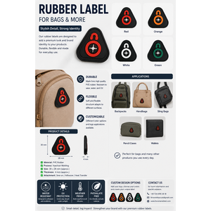 Parche de goma de PVC suave personalizado de 30x28 mm, impermeable, para coser en bolsos, mochilas y equipaje. - Product Image 6