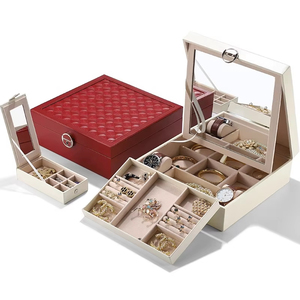 DIGU - <span class=keywords><strong>Joyero</strong></span> de Piel Sintética de Lujo, Organizador de Joyas de Gran Capacidad, Estuche de Almacenamiento de Joyas de Doble Capa con <span class=keywords><strong>Espejo</strong></span> y Mini Estuche de Viaje - Product Image 6