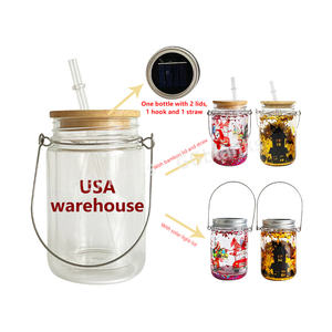 Abd depo su geçirmez 11oz güneş ışıkları boş süblimasyon çift duvar güneş enerjili cam kavanoz cam kutu kar küresi cam kapaklı kupa - Product Image 1