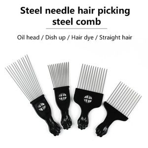 Lược Chải Tóc Bằng Kim Loại Có Tay Cầm Bằng Nhựa Có Răng Rộng Bằng Thép Không Gỉ Có Chiều Dài Khác Nhau Cho Tóc Màu Đen - Product Image 2