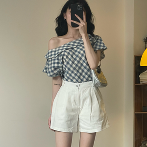 Shorts de sport pour femmes de bonne qualité, brodés, séchage rapide, haute respirabilité, 100% coton, fermeture à boutons, été, service ODM - Product Image 5