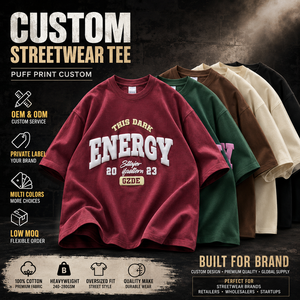 T-shirts Homme Oversize Streetwear à Manches Courtes en Coton Doux 100% avec Impression 3D Gonflée Colorée Personnalisée et Lettres en Mousse Sérigraphiées Style Hip Hop - Product Image 1