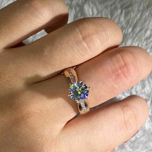 Anello classico scintillante a sei punte per donna, elegante gioiello da dito alla moda - Product Image 2