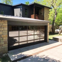 Porte de garage transparente en alliage d'aluminium avec effet miroir, verre transparent pour intérieur commercial