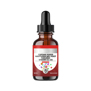 Gouttes liquides de piment de Cayenne en gros avec aubépine, racine de betterave, curcuma, vitamines <span class=keywords><strong>K2</strong></span>+D3 : Activez votre énergie, se mélange facilement à votre alimentation quotidienne. - Product Image 1
