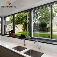 GS Color negro Ventanas europeas Perfil Aluminio Doble acristalamiento Deslizante Estilo abierto Ventanas en China
