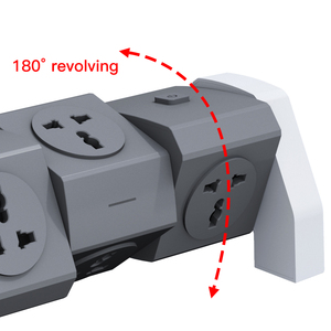180 Вращающийся удлинитель универсальный стандарт 3 5 7 Way Электрический штекер 2 USB-порта удлинитель с индивидуальным переключателем - Product Image 4