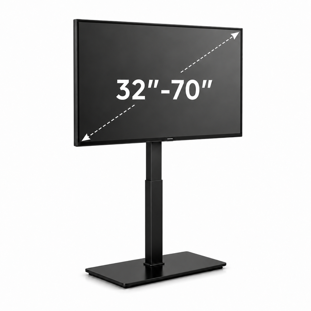 Universal Electric Floor TV Stand Swivel 32''-70'' Holds 132 Lbs Cool Steel Column VESA 200x100-600x400mm Wireless RF Remote