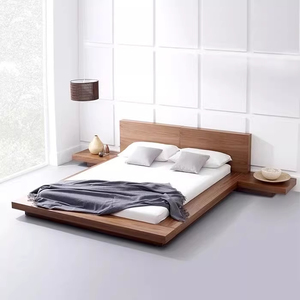 Cama de Madera Estilo Japonés Moderno, Tamaño Queen/King/Doble, Diseño Nórdico Simple con Almacenamiento, Base de Madera Baja Tipo Tatami Japonés - Product Image 1