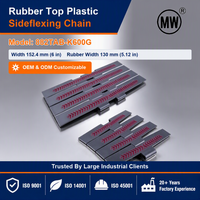 Chaîne en plastique technique OEM 882TAB-K600G avec plateau en caoutchouc pour tunnel de refroidissement et convoyeur de fruits de mer