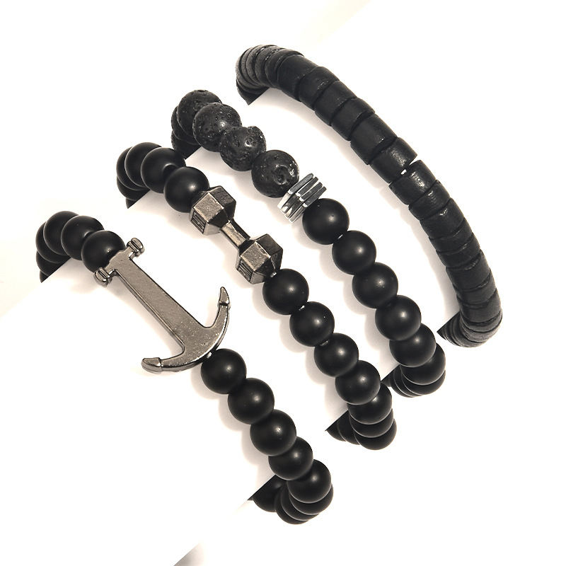 Manufacturer Stretchy Elastic Band Dumbbell Charm Bead Bracelet Live Love  Lift Jewelry Fitness Natural Stone Beaded Gym Bracelet