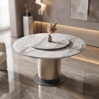 Table de salle à manger ronde pivotante ovale en marbre avec pieds en métal modernes pour 6 à 8 personnes, idéale pour les banquets d'hôtel