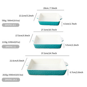 Ensemble de plats à gratin rectangulaires en céramique de style nordique, 3 pièces, résistants au four, pour la cuisine à domicile - Product Image 1