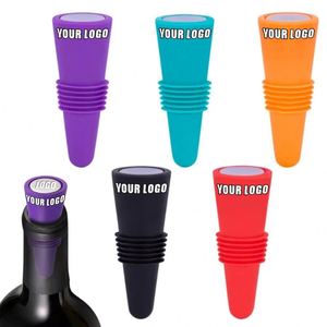 Bouchon de bouteille en silicone et acier inoxydable pour vin rouge, bière et assaisonnements, avec logo personnalisé, vente en gros - Product Image 1