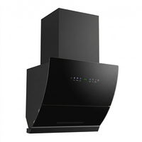 Hotte murale intelligente pour cheminée, avec panneau de commande en verre relevable, commande vocale IA, moteur en cuivre, classe électrique, pour cuisine connectée