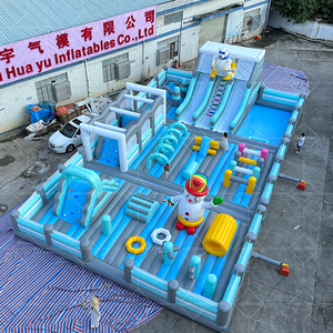 Balon bertema taman luar ruangan Kombo taman bermain rumah pantulan dengan rintangan meluncur istana tiup - Product Image 4