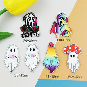 Chunky Halloween Thème Horrible Crâne Fantôme Chauve-Souris Couteau De Cuisine Dangle Pendentif Charmes pour Halloween DIY Collier Boucles D'oreilles Bijoux - Product Image 6