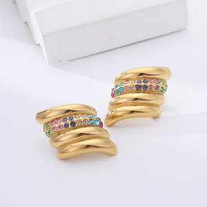 Juego de Joyería de Moda para Mujer en Acero Inoxidable Chapado en Oro Personalizado, Diseño de Aros Modernos para Fiestas, Personalizable - Product Image 5