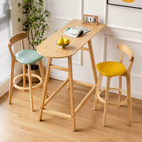 Pieds hauts long bureau de bar étroit table de bar et chaise en bois massif moderne meubles de salon couleur café table de bar à la maison