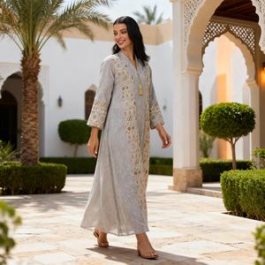 Nouvelle robe longue modeste de style Dubaï, en tissu de haute qualité, avec des paillettes, Abaya pour femmes musulmanes, fournisseur - Product Image 4