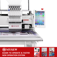 Máquina de Bordar Computarizada para Gorras MYSEW MJS1202/1502, 2 Cabezales, 12/15 Agujas, Recorte Automático, Carga de Patrones por WiFi, 40x50cm
