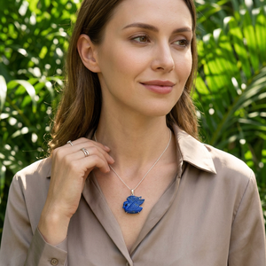 Pendentif Cygne en Lapis-Lazuli Naturel Sculpté à la Main, Plaqué Rhodium, Argent Sterling 925, Bijoux Artisanaux en Pierres Précieuses, Cadeau pour Femme, OEM ODM - Product Image 4