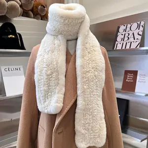 Wholesale winter warm neck winter real fur scarf Women Rex Rabbit fur scarves