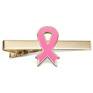 Hot Sales Pink Ribbon Breast Cancer Awareness Tie Clip Custom Breast Cancer Awareness Pink Ribbon Angel Tie Clips