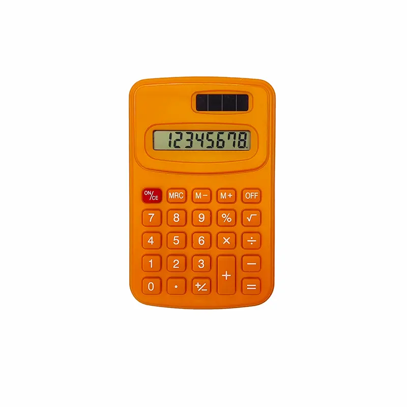 Kalkulator kantor dasar baterai surya 8 digit, kalkulator Desktop daya ganda dengan Display LCD besar hitung kustom mini lucu
