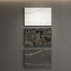 Resaltador con estampado de flores negras de excelente calidad, azulejos de pared de cerámica Digital adecuados para acabado Interior brillante 300x450 30x45 12x18 - Product Image 3