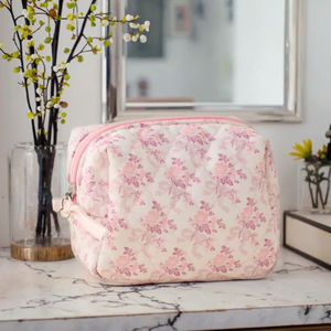 Bolsa de Maquillaje Acolchada con Diseño Floral Rosa, Personalizada, al por Mayor, con Cierre, Ecológica, para Niñas - Product Image 3