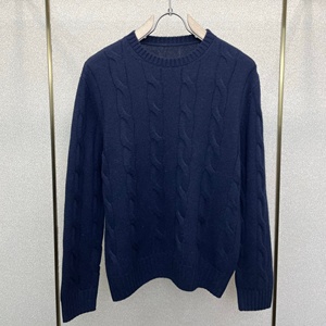 เสื้อสเวตเตอร์ถักนิตติ้งสีน้ำเงินกรมท่าสไตล์วินเทจ ผ้าฝ้าย 100% ทรงเข้ารูป สำหรับผู้ชาย แบรนด์ Ber Luxury รุ่น Lut Fall Casual Fashion - Product Image 1