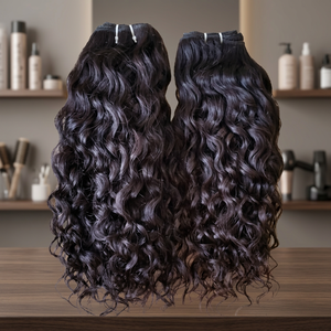Extensions de cheveux naturels à clipser, ondulation profonde, cheveux Remy, pointes pleines, double trame, noir, 34 pouces - Product Image 2