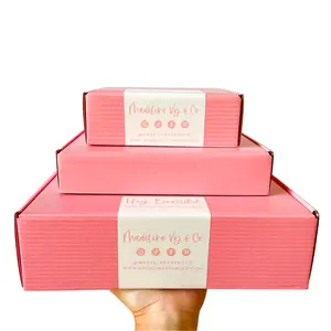 好价格可重复使用的粉色邮件盒定制鞋袜包装纸盒折叠波纹礼品盒连衣裙