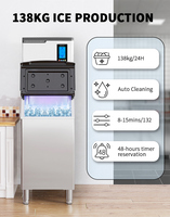Machine à glaçons commerciale 138 kg/24h, grande capacité pour les hôtels et les bars